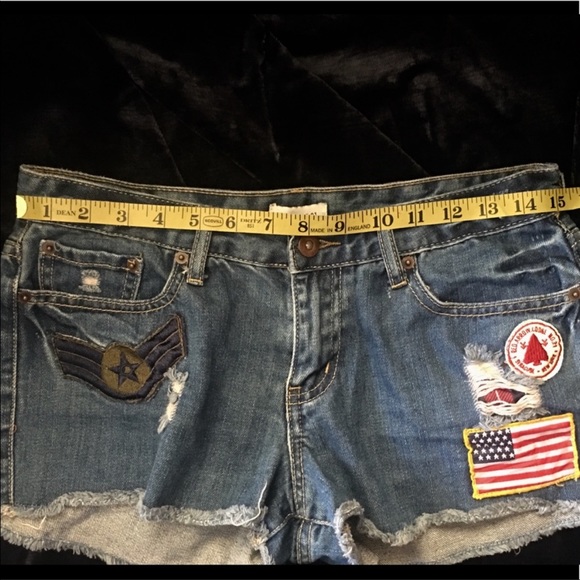 Forever 21 Stars & Stripes Flag Patches Shorts 28 - Picture 4 of 5